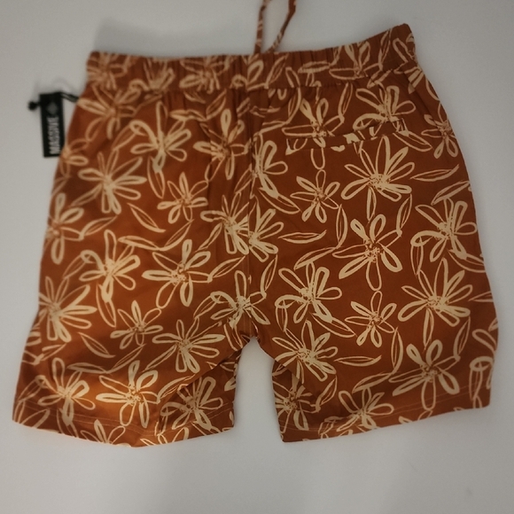 Men's Floral Board Shorts - Tan and Cream - Picture 2 of 2